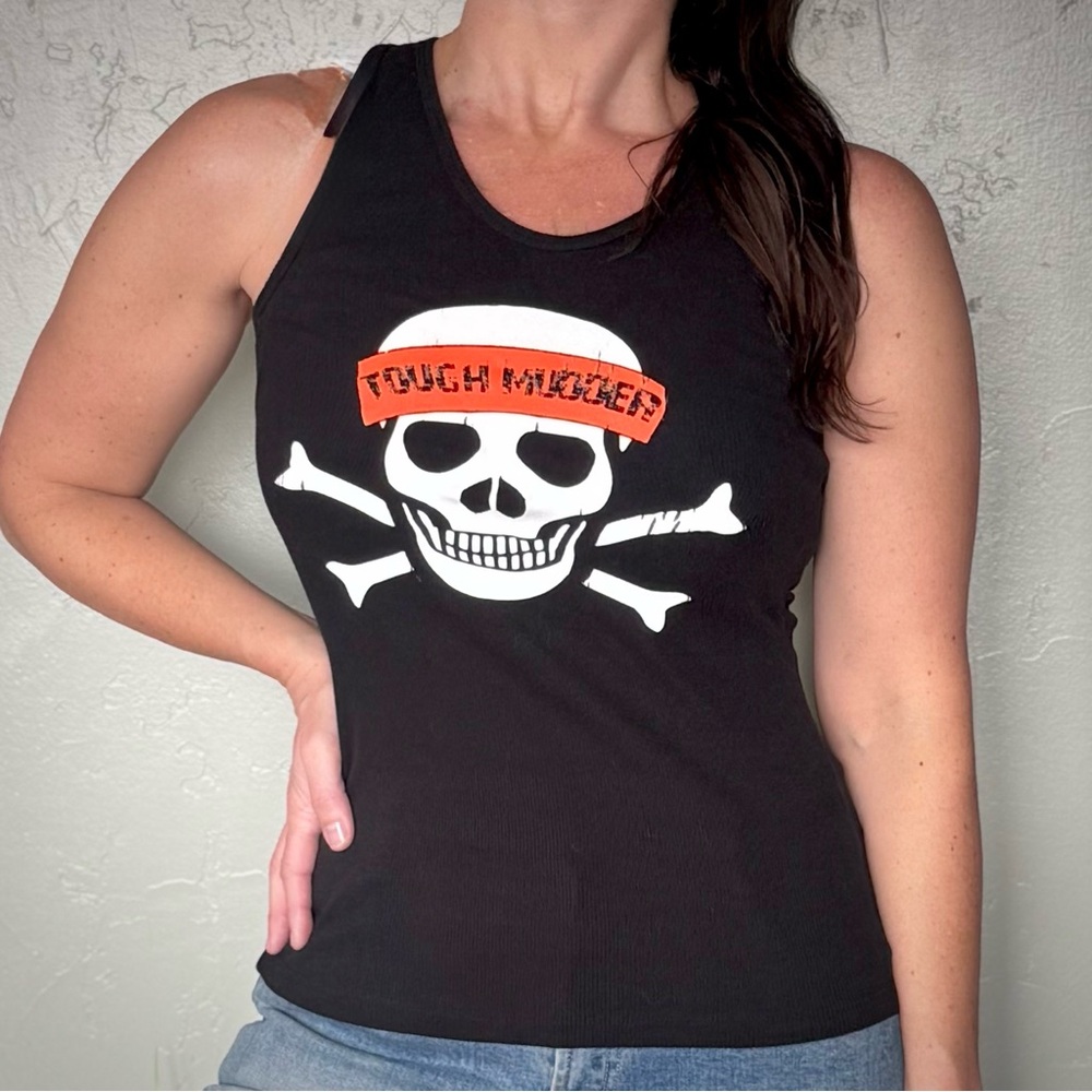 Tough Mudder Orange Sweat Headband & Skull Graphic Black Women’s Tank Top
